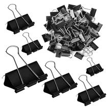 Clipes de encadernação KAKAMINA, pacote com 300 tamanhos variados (pretos)