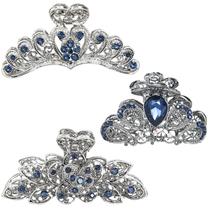 Clipes de garras de cabelo kilofly Vintage Crystal Rhinestone 3 unidades
