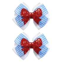 Clipes de laço de cabelo JiaDuo, azul, branco, guingão, 9 cm, fantasia de feiticeiro Clipes de laço de cabelo JiaDuo, azul, branco, guingão, 9 cm, fantasia de feiticeiro