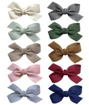 Clipes de laços de cabelo para bebês e meninas Cherssy, 10 peças de jacaré de linho