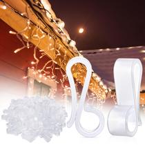 Clipes de luz de Natal Namalu, 100 peças, ganchos brancos à prova de intempéries