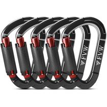 Clipes de mosquetão FVW Auto Locking 25KN (5620 libras), pacote com 5 unidades pretas Clipes de mosquetão FVW Auto Locking 25KN (5620 libras), pacote com 5 unidades pretas
