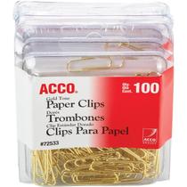 Clipes de papel Acco Gold Tone Smooth Finish 2, tamanho 400 unidades Clipes de papel Acco Gold Tone Smooth Finish 2, tamanho 400 unidades