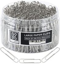 Clipes de papel jumbo Kempshott 250 unidades 5 cm prateados