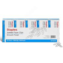 Clipes de papel Staples Heavy-Duty Jumbo, 1,75 cm, pacote com 1.000, prata