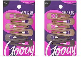 Clipes de pressão de cabelo Goody Metal Contour 6 unidades Brunette x2