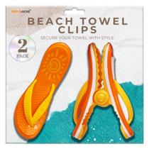 Clipes de toalha Performore Flip Flop Beach, pacote com 2 unidades, laranja