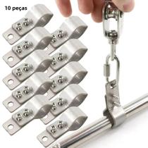 Clipes De Tubo Ajustáveis Em Aço Inoxidável SS304 Para Rede De Sombreamento, Para Postes De 16mm a Clipes De Tubo Ajustáveis Em Aço Inoxidável SS304 Para Rede De Sombreamento, Para Postes De 16mm a