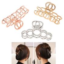 Clipes Hair Claw Clips KISSKIKO Metal para mulheres, 8 cm, pacote com 3, dourado e prata