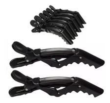 Clipes Jacaré Presilha Preta Para Cabelos Profissional 6 Unidades 11cm