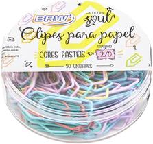 Clipes para papel 2/0 - cor pastel - pote c/ 50un - brw