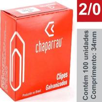 Clipes para Papel Aço Galvanizado 2/0 Cx/ 100 Unidades - CHAPARRAU
