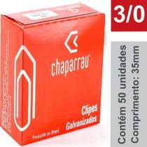 Clipes para Papel Aço Galvanizado 3/0 Cx/ 50 Unidades - CHAPARRAU