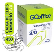 Clips 3/0 Metálico Caixa Com 450 Unidades Clips Galvanizado Go Office 3/0 Prateado