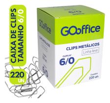 Clips 6.0 Metálico Caixa Com 220 Unidades Clips Galvanizado Go Office 6.0 Prateado