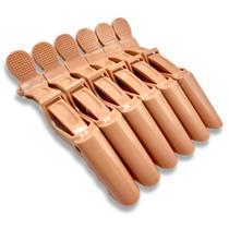 Clips de Cabelo Profissional Antideslizante Colorido 6 Unidades Presilhas de Plástico Reforçado para Mechas, Escova