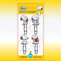 Clips Decorados Snoopy 50mm 4 Unidades Para Papel Fofo - Tilibra Clips Decorados Snoopy 50mm 4 Unidades Para Papel Fofo - Tilibra