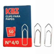 Clips Galvanizado Para Papéis N 4/0 Com 50 Unidades - Kaz