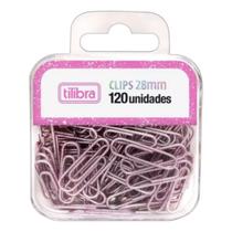 Clips Glitter Pink Tilibra 28mm Blister Com 120 Unidades