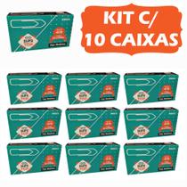 Clips Metálicos Para Papel 4/0 Kit 10 Caixas C/ 50 Unidades Cada