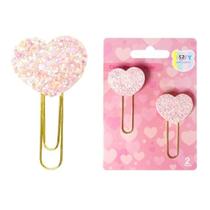 Clips meu coração rosa com 2 unidades papalaria fofa - fofy Clips meu coração rosa com 2 unidades papalaria fofa - fofy