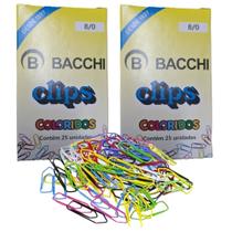 CLIPS Nº 8/0 COLORIDO AÇO BACCHI CORES SORTIDAS 50 UNIDADES