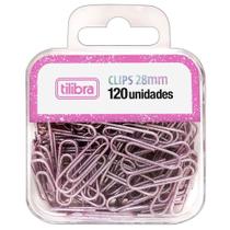 Clips para Papel 28mm Pink com Glitter Tilibra 120 Unidades