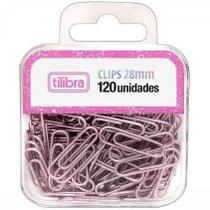 Clips para Papel Glitter Rosa com 120 Unidades Tilibra