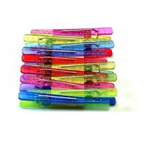 Clips Plásticos Coloridos com Glitter 12 unidades - SANTA CLARA