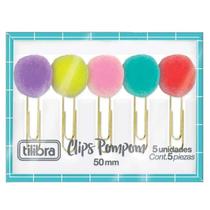 Clips Pompom para Papel 5 Unidades Dourado - Tilibra
