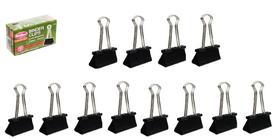 Clips Prendedor de Metal Preto 3,2CM com 12 peças