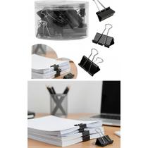 Clips Prendedor Papel 51mm Preto (12 Un.) - Organização Robu