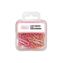 Clips Tilibra 28mm Rosa Pastel Cores C/120 Unidades
