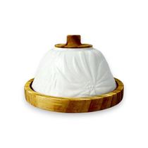 Cloche Gourmet Porta Doces Cerâmica Madeira Pinus Artesanal Cloche Gourmet Porta Doces Cerâmica Madeira Pinus Artesanal