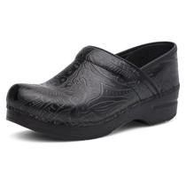 Clog Dansko Professional em couro trabalhado preto para mulheres 39-40EU