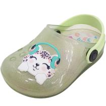 Clog Infantil Gatinho Glitter - Verde Menta com Led