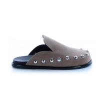 Clog Mule Rebeca Camurça Cinza com Aplicações Clog Mule Rebeca Camurça Cinza com Aplicações