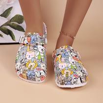 Clogs Femininos Com Estampa De Animais, Sola Macia, Confortáveis, Respiráveis, Superior Em EVA,