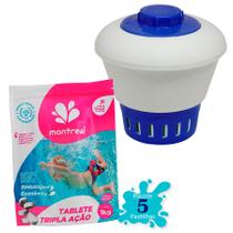 Clorador Flutuante Brustec + Pastilha de Cloro Tripla Ação Montreal Refil 1Kg Clorador Flutuante Brustec + Pastilha de Cloro Tripla Ação Montreal Refil 1Kg