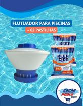 CLORADOR FLUTUANTE Margarida (Incolor) + 2 PASTILHAS KEEP CLOR KIT Flutuador para Pastilhas de Cloro Desinfecção E