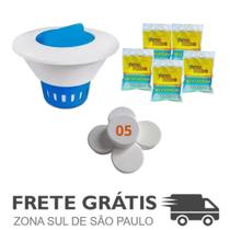 Clorador Para Piscina Kit Flutuador + 05 Pastilha de Cloro