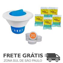 Clorador Para Piscina Kit Flutuador + 20 Pastilha de Cloro