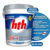 Cloro de Piscinas HTH 10 em 1 Granulado Multi Ação Hipoclorito Balde 10kg