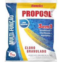 Cloro Granulado Propool 3 Em 1 1KG Para Limpeza De Piscinas Hidroall