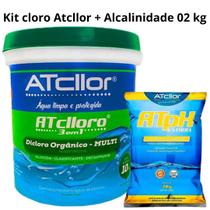 Cloro Para Piscina Atcllor 10kg 3 Em 1 Multiação + Alcalinidade 02 kg