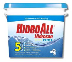 Cloro Para Piscina Granulado Penta 5 Em 1 Hidroall De 2,5kg - HidroAll Hidrosan Penta Cloro