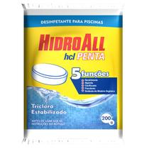 Cloro Tablete para Piscina Hidroall HCL Penta de 200g Branco