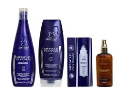 Clorofitum Miracle Platinum Shampoo e Leave-in e Restaurador Monodose e Cauterizador 100 ml