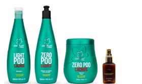 Clorofitum Zero Poo Shampoo e Ativador de Cachos e Máscara e Cauterizador35 ml