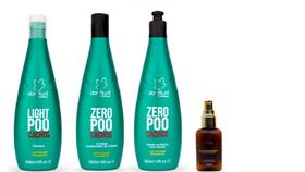 Clorofitum Zero Poo Shampoo e Co-Wash e Ativador de Cachos e Cauterizador35 ml